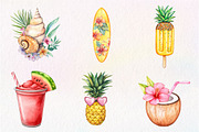 Tropical Clipart Watercolor, Cute, an Illustration by CreationArt (Thumbnail 4 of 9)