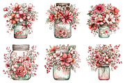 Spring flowers mason jar clipart, an Illustration by SinaCreation (Thumbnail 5 of 11)