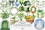 Watercolor Lucky Shamrock Clipart, an Illustration by Design Market (Thumbnail 1 of 5)