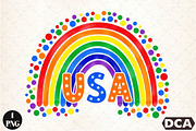 America Rainbow Boho PNG, an Illustration by DreamCafeArt (Thumbnail 1 of 7)