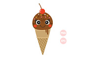 Cute Ice Cream Illustration, a Food Illustration by ⋒DesignECShop⋒ (Thumbnail 1 of 3)