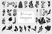 Vintage Floral Silhouettes, a Decorative Illustration by Century Library (Thumbnail 2 of 6)