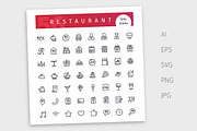 Restaurant Line Icons Set, an Outline Icon by Voysla's Shop (Thumbnail 4 of 4)
