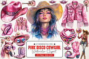 Pink Disco Cowgirl Watercolor Clipar, an Illustration by RobertsArt (Thumbnail 1 of 7)