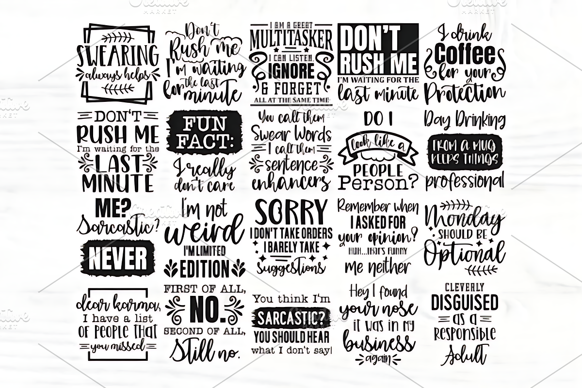 Funny Quotes Svg Bundle | 60 Designs, an Illustration by Design Station (Photo 2 of 5)