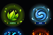 Game Badges: Earth, Air, Water, Fire, a Solid Icon by BabySofja (Thumbnail 3 of 3)