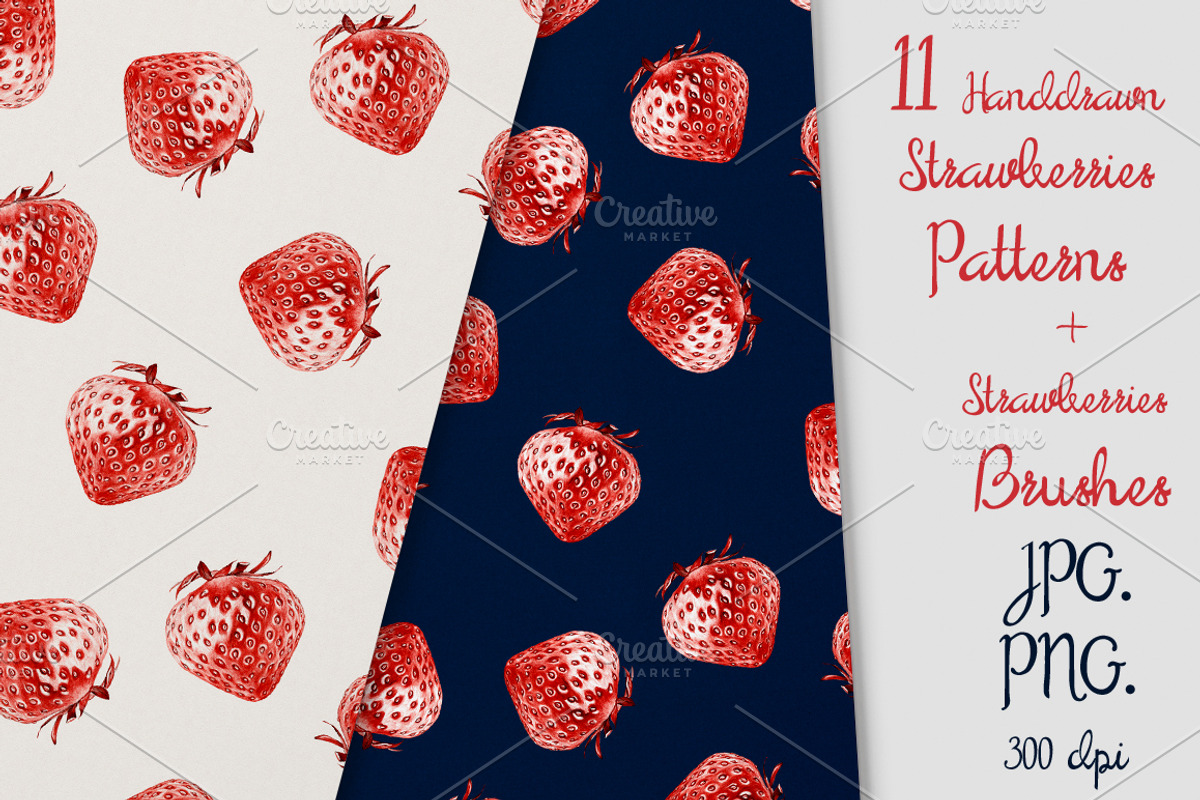 11 Strawberries Patterns & Brash, a Pattern Graphic by ZiziMarket (Photo 1 of 5)