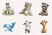 Watercolor Baby Animals Clipart, a Seasonal Illustration by CreationArt (Thumbnail 2 of 7)