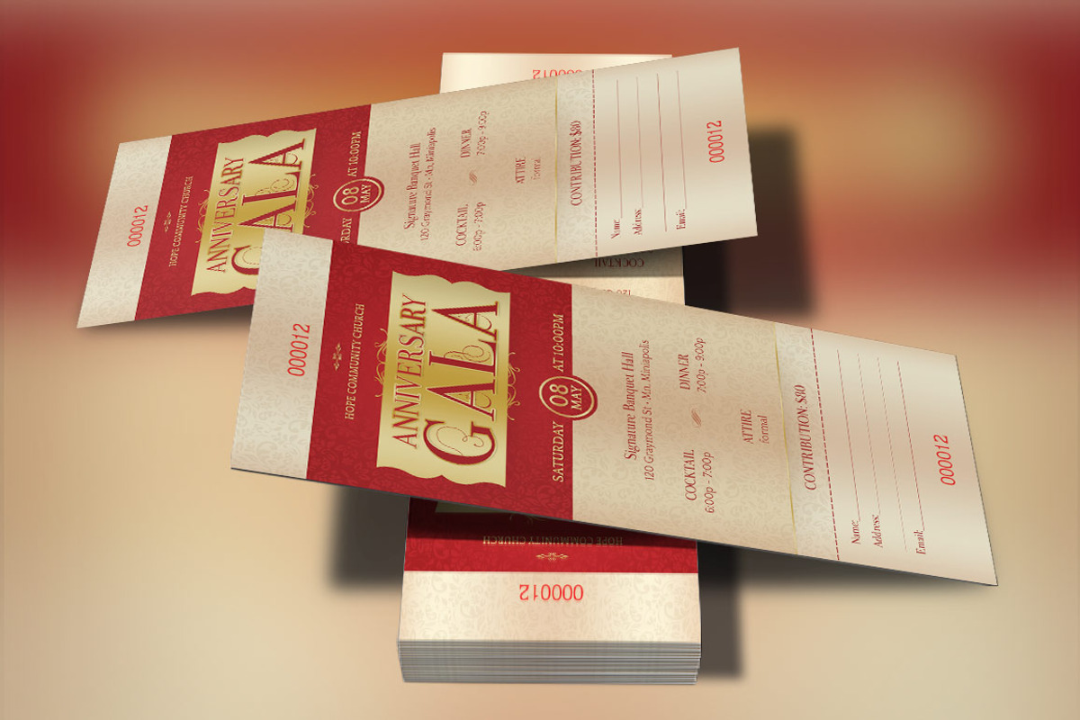 Anniversary Gala Ticket Template, a Templates & Theme by Godserv Designs (Photo 2 of 5)