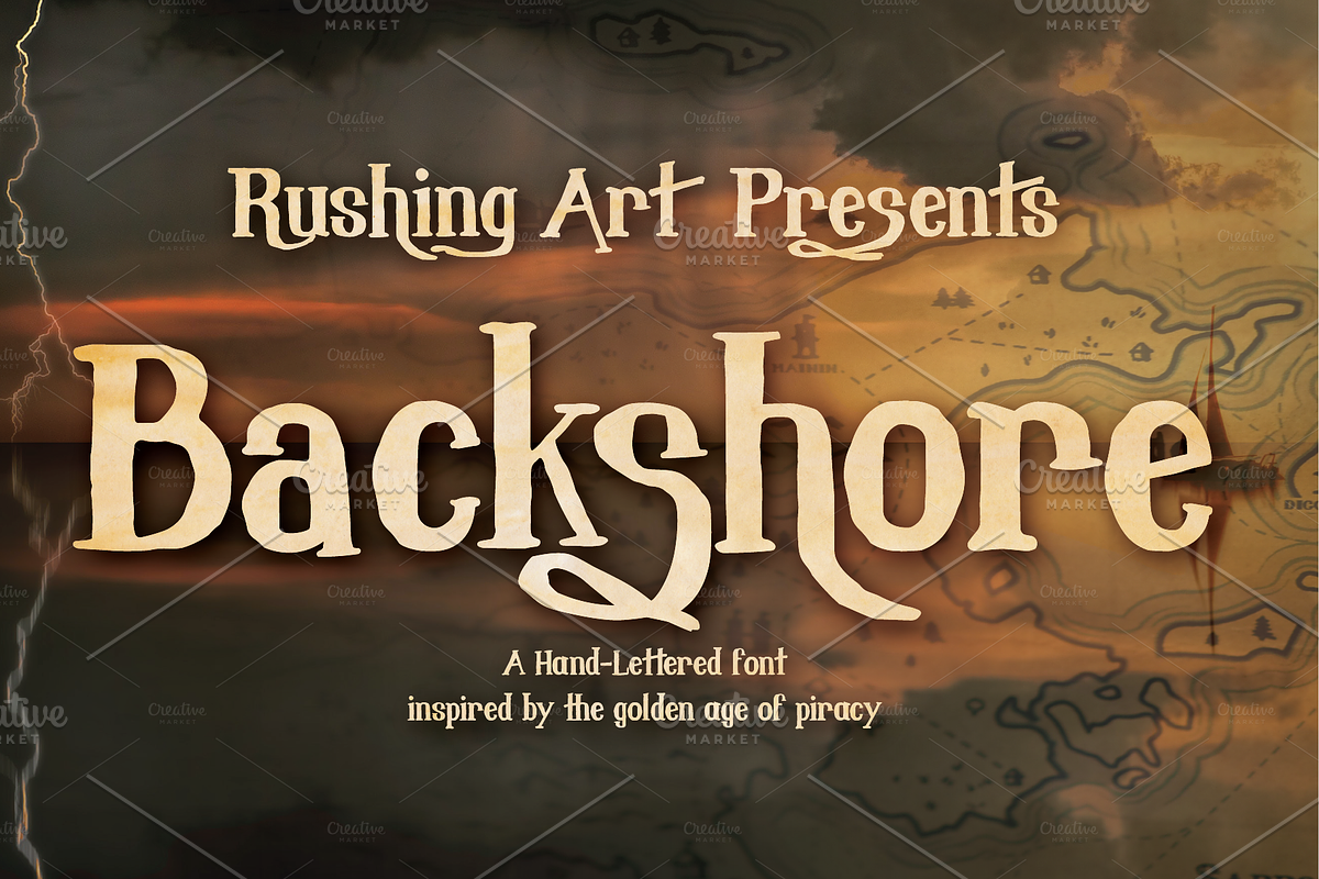 Backshore Hand Lettered Display Font, a Serif Font by Rushing Art (Photo 1 of 3)