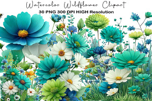 Watercolor Wildflower Clipart, an Illustration by Black Bird Studio