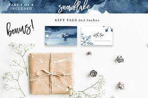 Watercolor Snowflake Winter Graphics