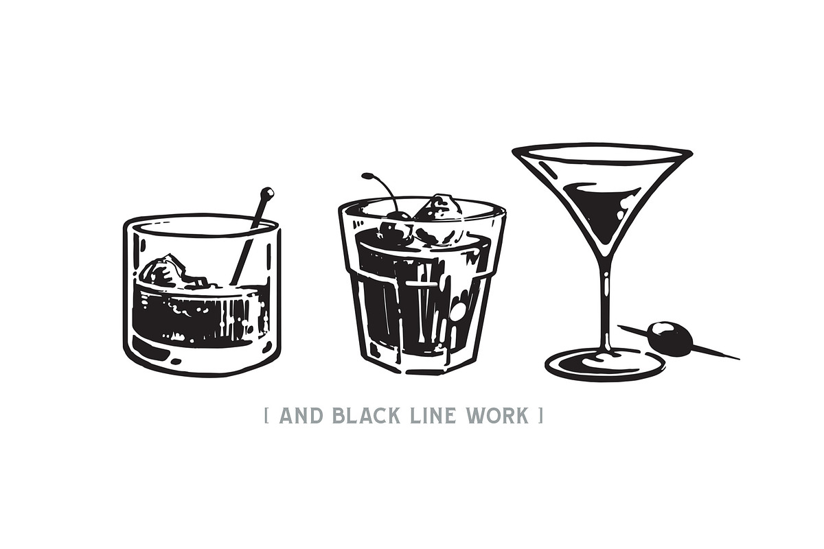 Hand drawn bar drinks illustrations, a Food Illustration by Serifs & Whiskey (Photo 3 of 3)
