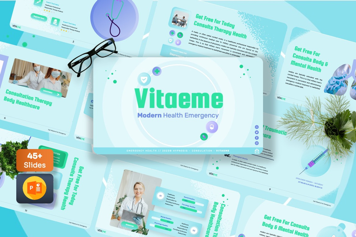 Vitaeme - Modern Health Powerpoint, a Presentation Template by Dhabee (Photo 1 of 8)