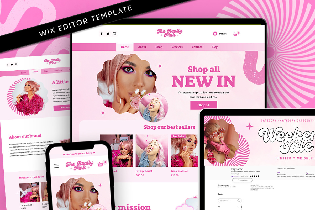 Wix Pink Website Template, a Wix Template by Template Twist Shop (Photo 1 of 10)