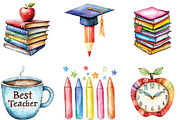 Whimsical Teacher Themed Clipart, an Illustration by CraftArtStudio (Thumbnail 3 of 6)