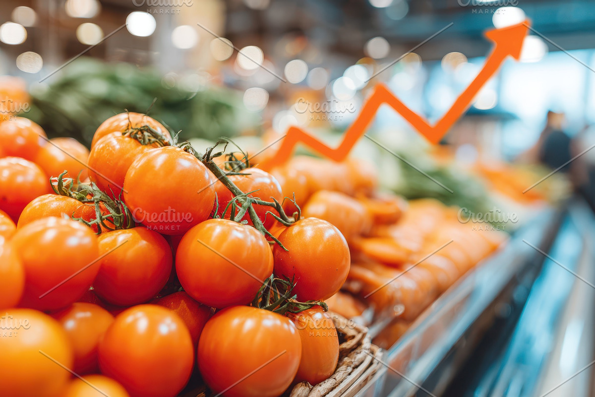 Ripe tomatoes with upward trend arrow, a Food & Drink Photo by AlyaAnd (Photo 1 of 2)