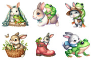 Bunnies with Frogs Clipart, a Graphic by CitraGraphics (Thumbnail 2 of 3)
