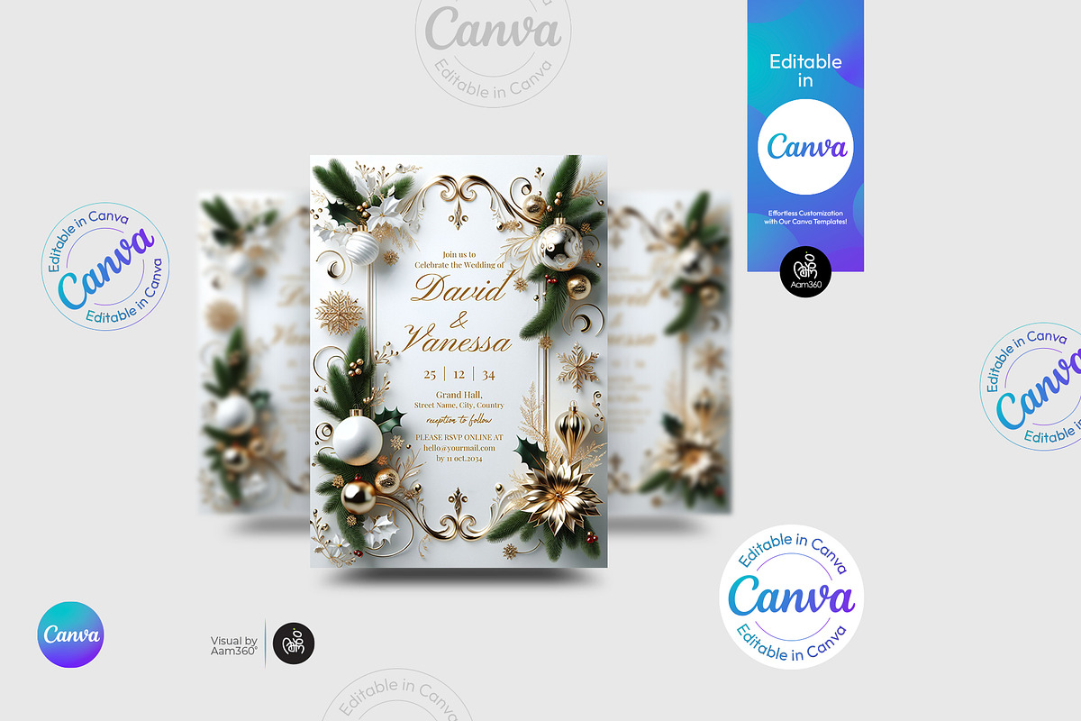 Christmas Wedding Invitation Flyer, a Flyer Template by Aam360 (Photo 4 of 5)