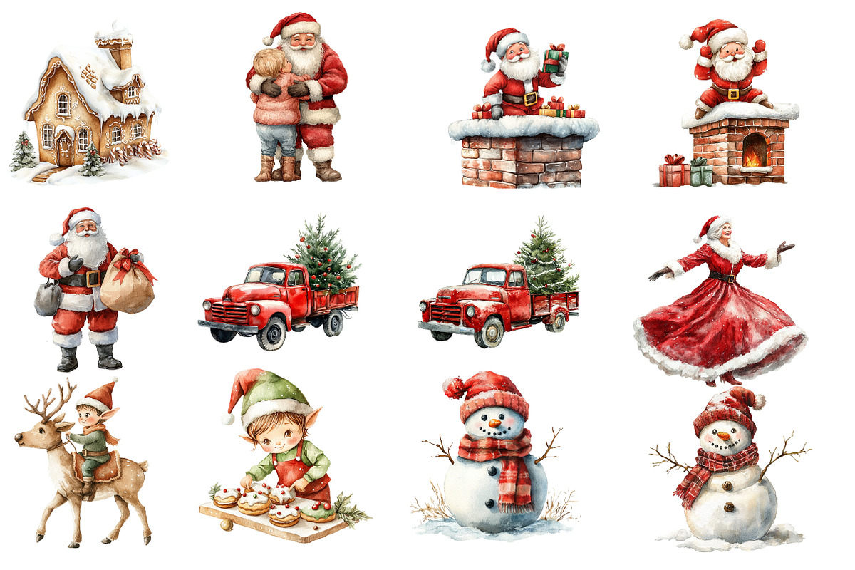 Christmas Elf Watercolor Clipart, an Illustration by Designworld (Photo 2 of 5)