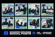 8 Modern Grunge Social Posts, a Social Media Template by Parisa-Artstudio (Thumbnail 1 of 4)