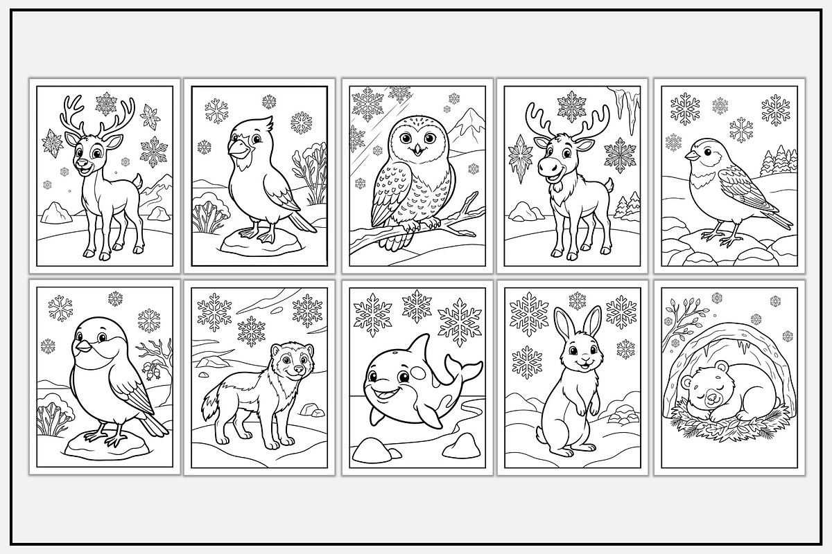 Winter Animals Coloring Pages, an Animal Illustration by Lamia Emad (Photo 3 of 5)