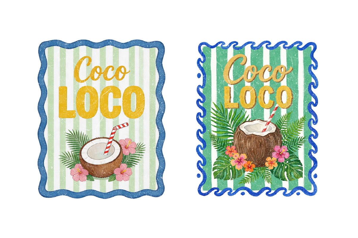 Coastal Summer Stamp Clipart Bundle, an Illustration by Dream Creation (Photo 5 of 8)