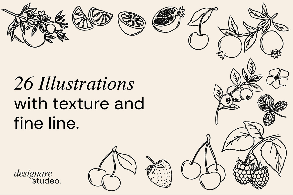 Minimalist Fruits Illustrations, a Decorative Illustration by ginni illustrations (Photo 2 of 5)