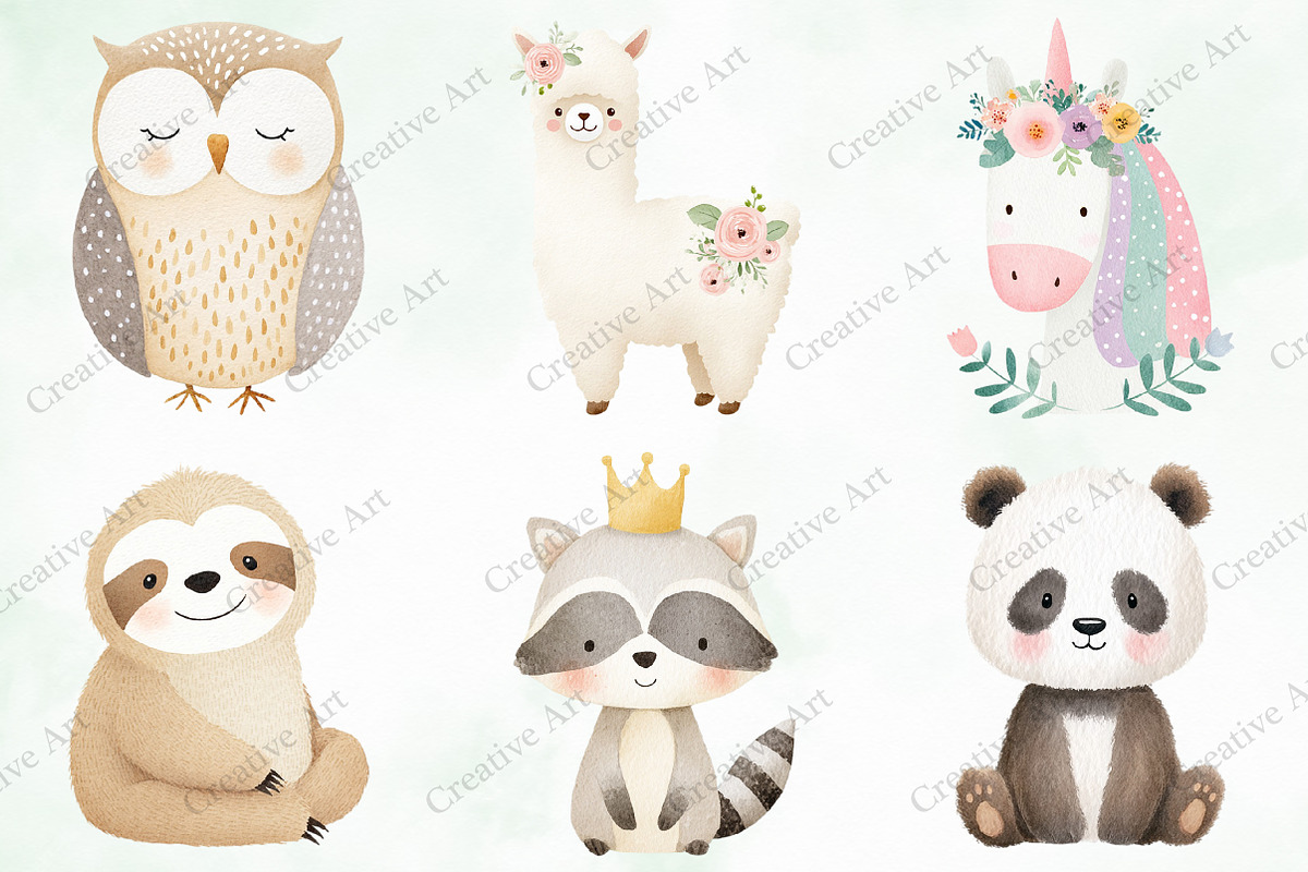 Boho Animal Portraits Watercolor Png, an Illustration by Creative Art (Photo 6 of 10)