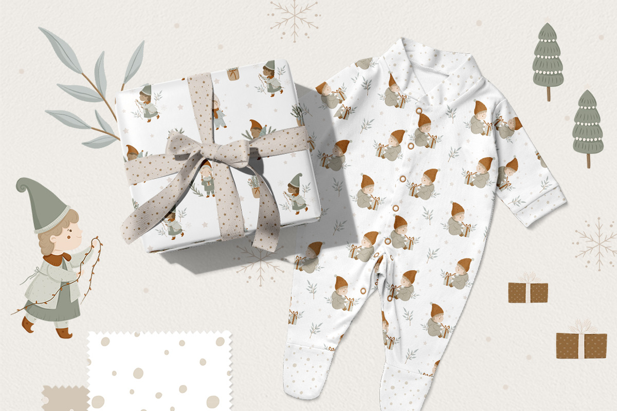 Kids Christmas clipart & pattern, an Animal Illustration by polikarpovaart (Photo 5 of 14)