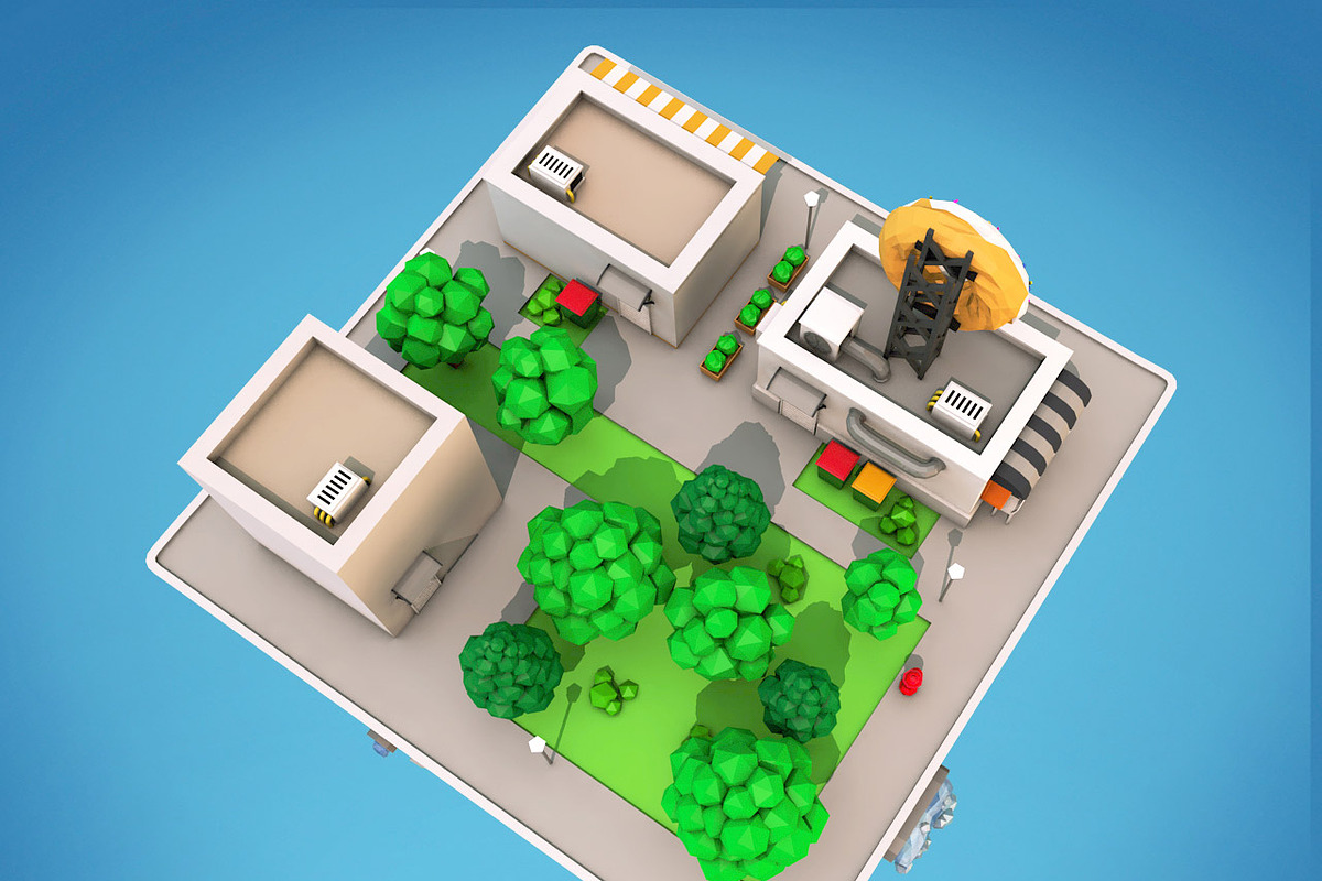 Cartoon City Block Cafe Building, an Architecture 3D Model by Low Poly Lab (Photo 7 of 7)
