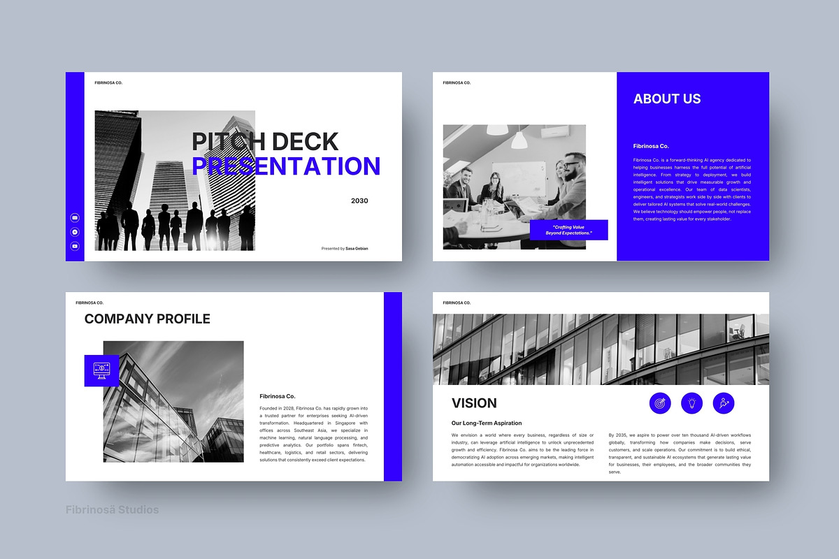 Corporate AI Company Pitch Deck, a Presentation Template by FIBRINOSÄ (Photo 3 of 7)