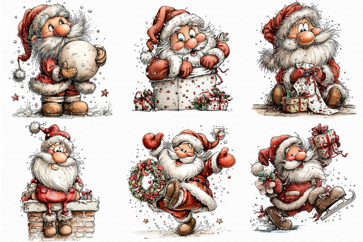 Funny Christmas Santa Clipart, an Illustration by Libby Wishes (Photo 6 of 7)