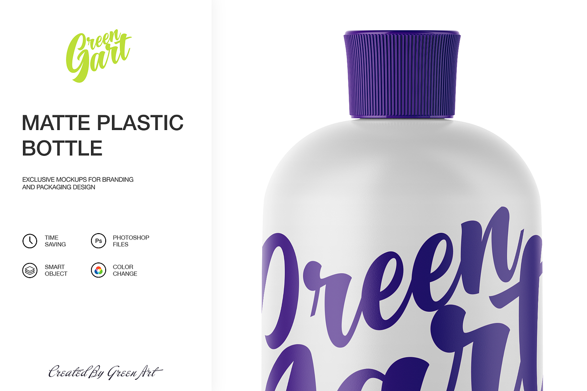 2 PSD Matte Plastic Bottle Mockup, a Packaging Mockup by Green Art (Photo 5 of 6)