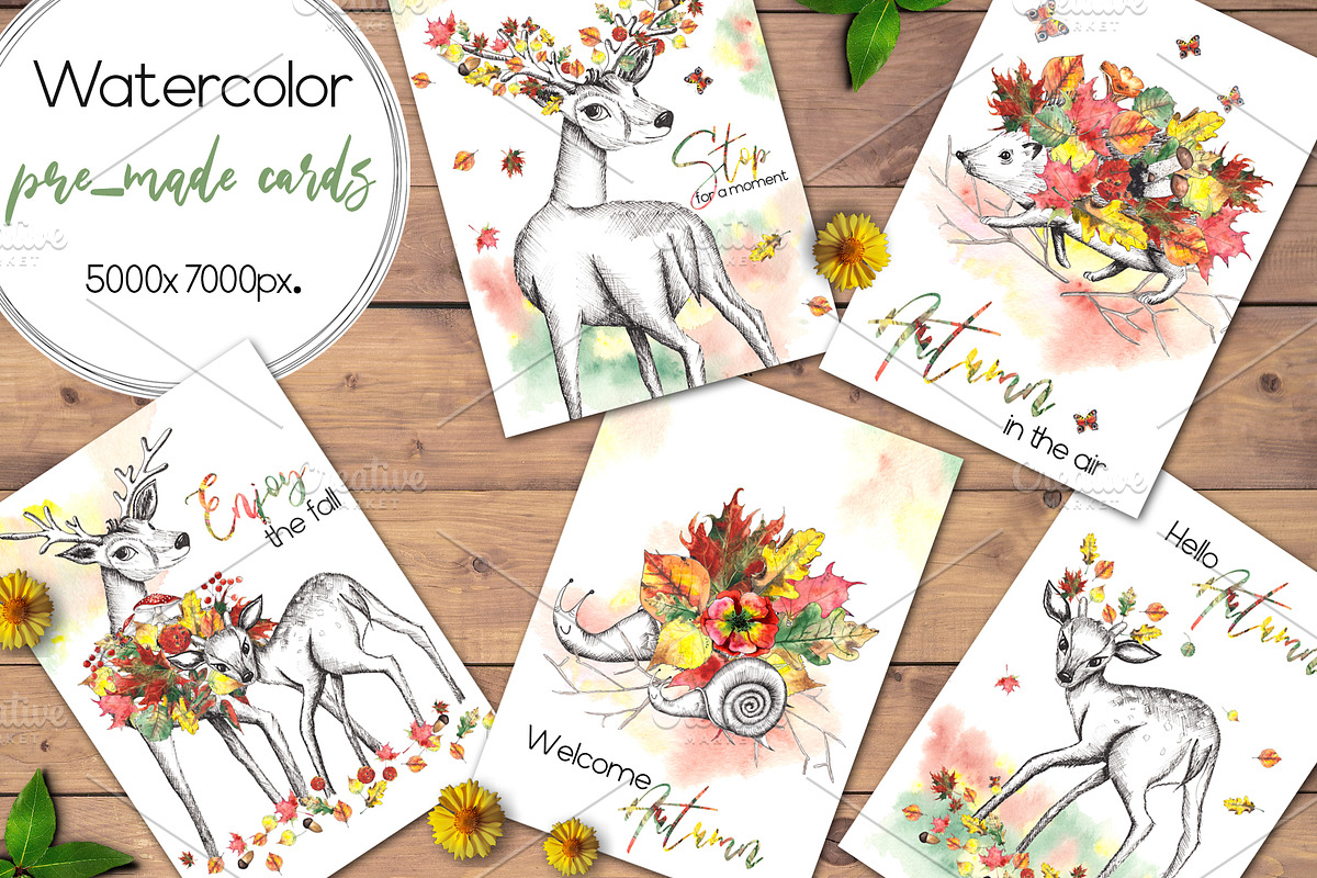 Autumn. Watercolor & graphic set, an Object Graphic by Ana-Sakuta (Photo 5 of 15)