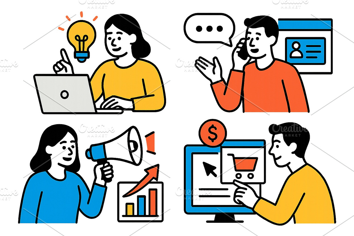 Business professionals engage in, a Person Illustration by ZinetroN