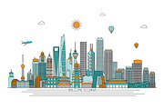 China line art skyline, an Illustration by LisaKolbasa (Thumbnail 1 of 3)