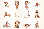 Girl & Best Friends Dogs PNG, an Illustration by CrexoraLab (Thumbnail 2 of 5)