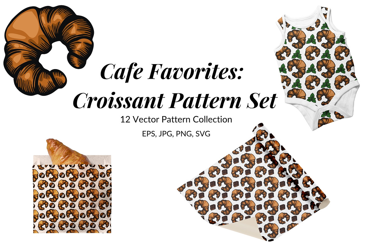 Cafe Favorites: Croissant Patterns, a Pattern Graphic by Elatedowl (Photo 1 of 11)