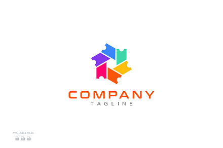Ticket Modern Colorful logo design