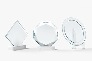 6 Glass Award Trophy Shapes 3D Model