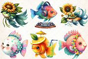Quirky Whimsical Summer Fishes Clipa, an Illustration by DreamCafeArt (Thumbnail 3 of 7)