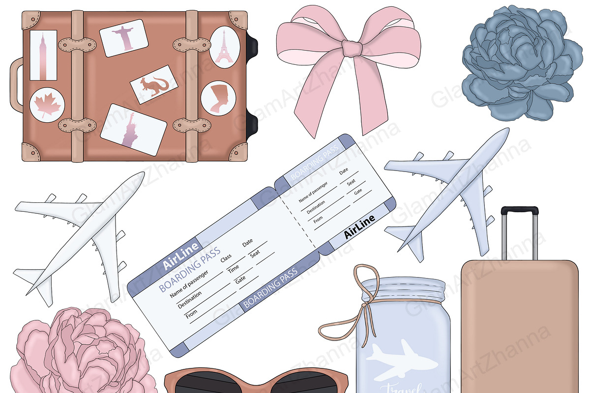 Travel Clipart Collection, a Transportation Illustration by GlamArtZhanna (Photo 6 of 6)