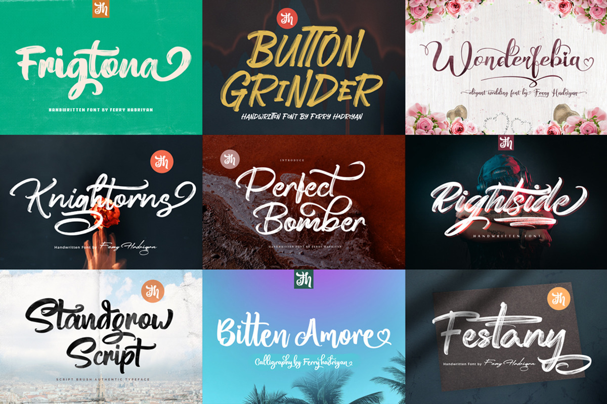 18 Font Bundles Vol 01, a Handwritten Font by FHFont (Photo 3 of 3)