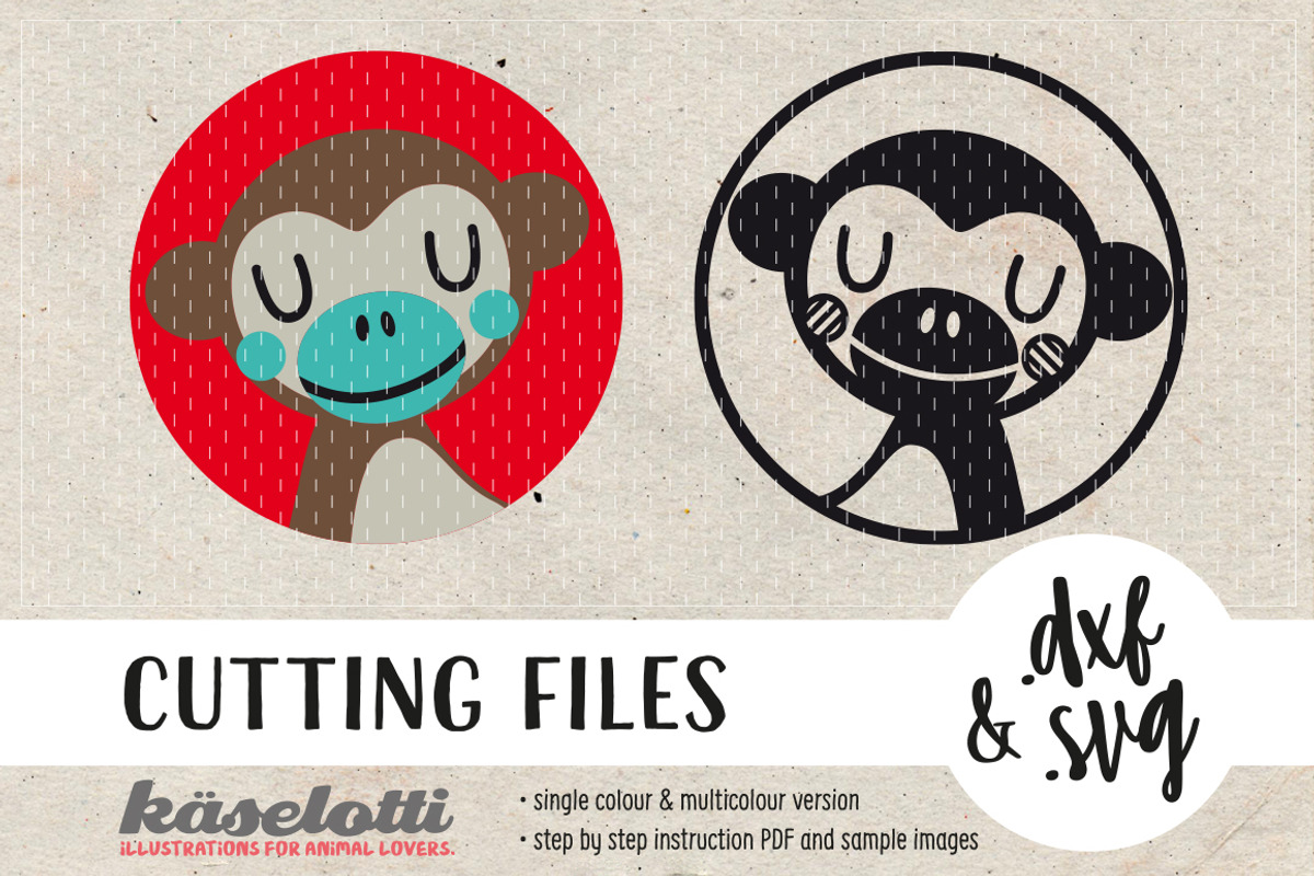 SVG DXF cutting file portrait monkey, an Illustration by kaeselotti (Photo 1 of 2)
