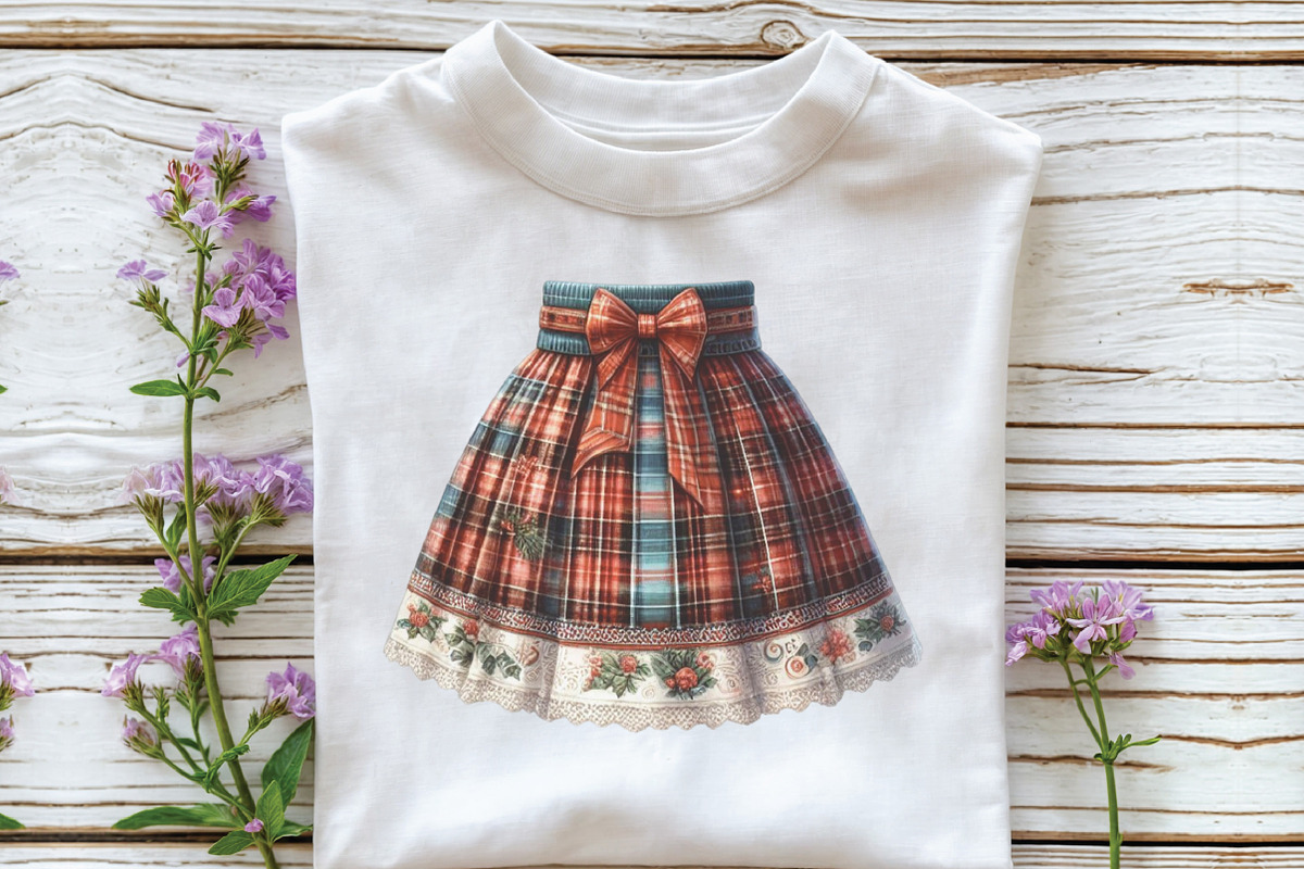 Watercolor Christmas Plaid Skirt PNG, an Illustration by CraftArtStudio (Photo 3 of 6)