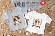 Cute Angel on Swing. Clipart, PNG., an Animal Illustration by KENO Mascots (Thumbnail 3 of 8)