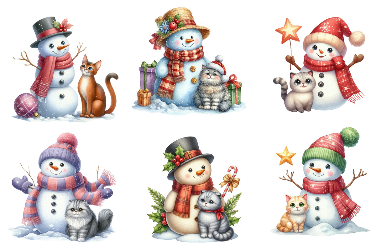 Christmas Snowman with Cats Sublimat, an Illustration by Designworld (Photo 2 of 6)