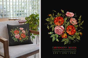 Embroidery Roses And Peonies