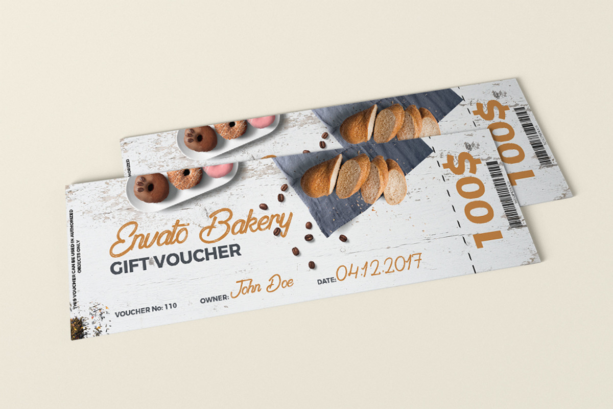 Bakery Gift Voucher/Coupon, a Card Template by Konakchiev (Photo 2 of 3)